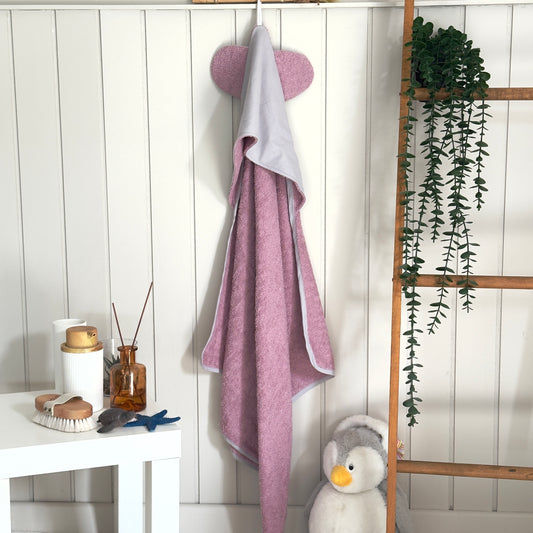 Başlıklı Bebek Bornozu Pudra Gri