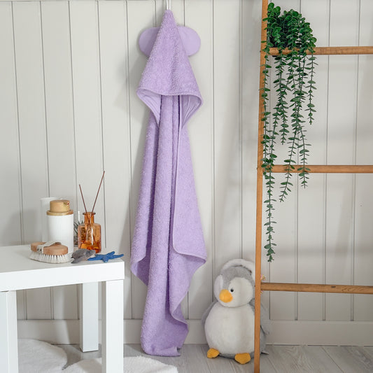 Başlıklı Bebek Bornozu Mor Renk