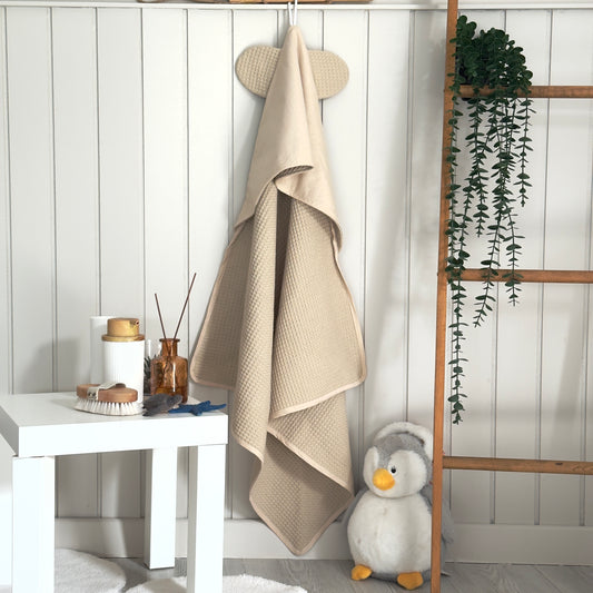 Başlıklı Bebek Bornozu Bej Rengi