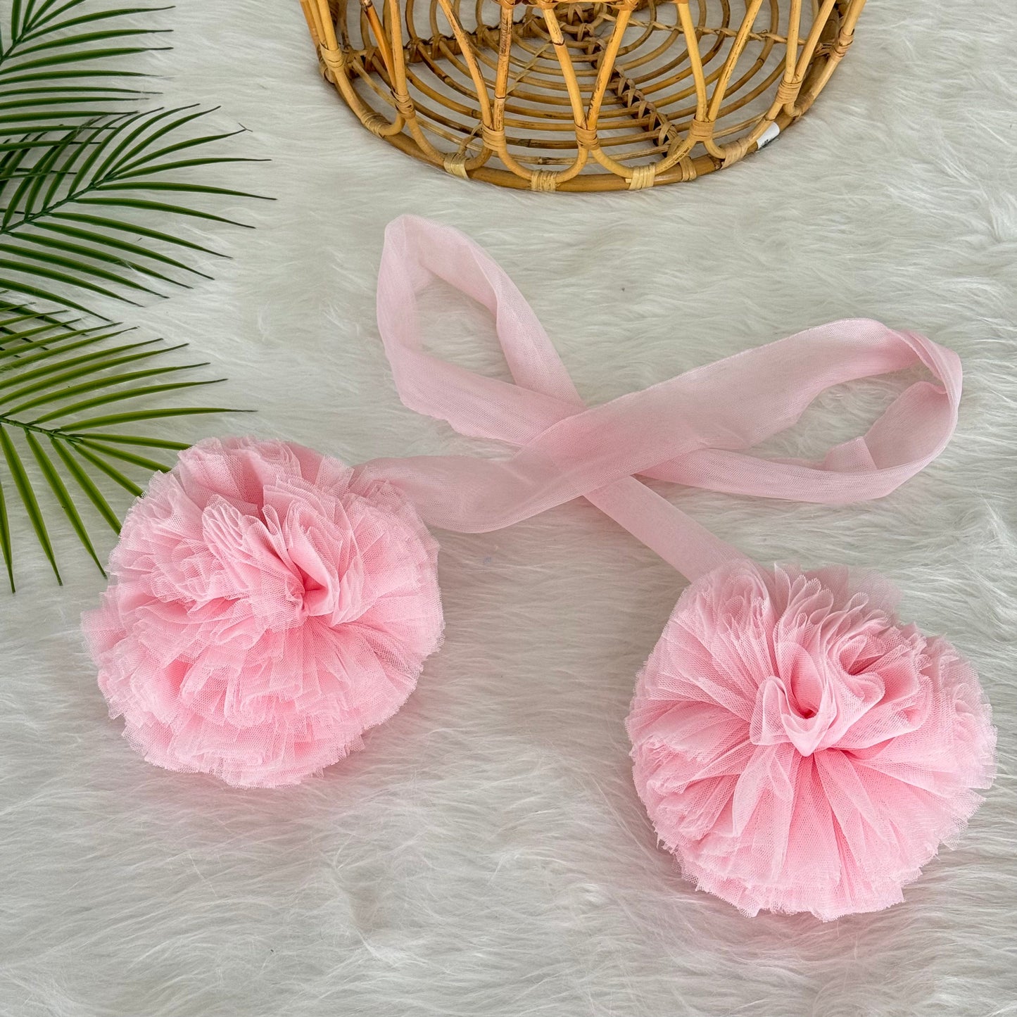 İkili Ponpon - Toz Pembe