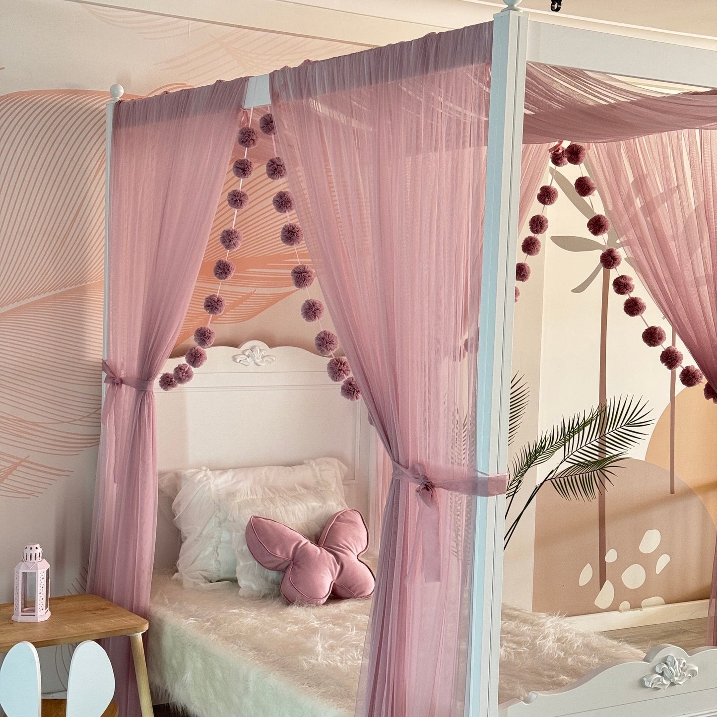 Pastel Pembe Poster Yatak Cibinliği