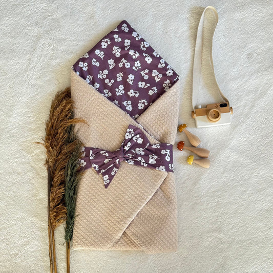Kundak Battaniye - Mor Çiçek Desenli