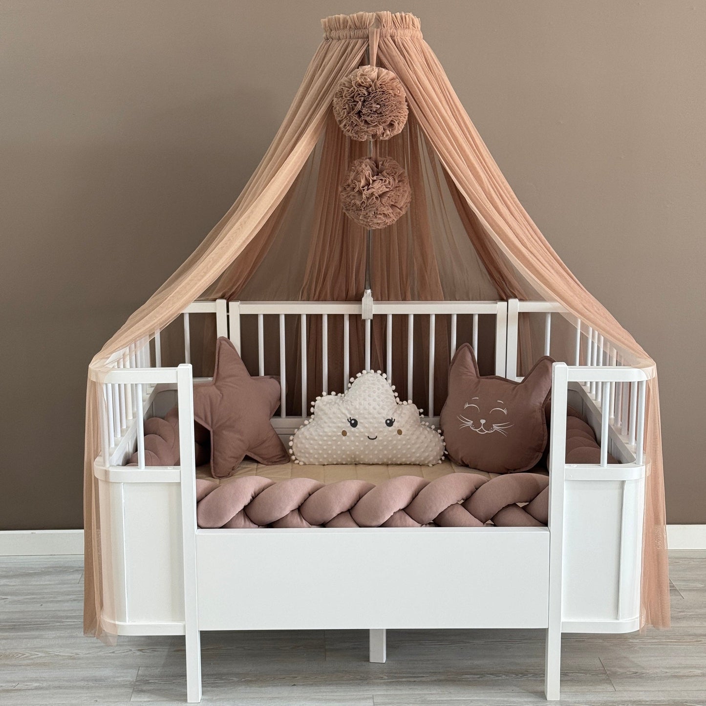 Personalized Crib Bumper Set - Kahverengi
