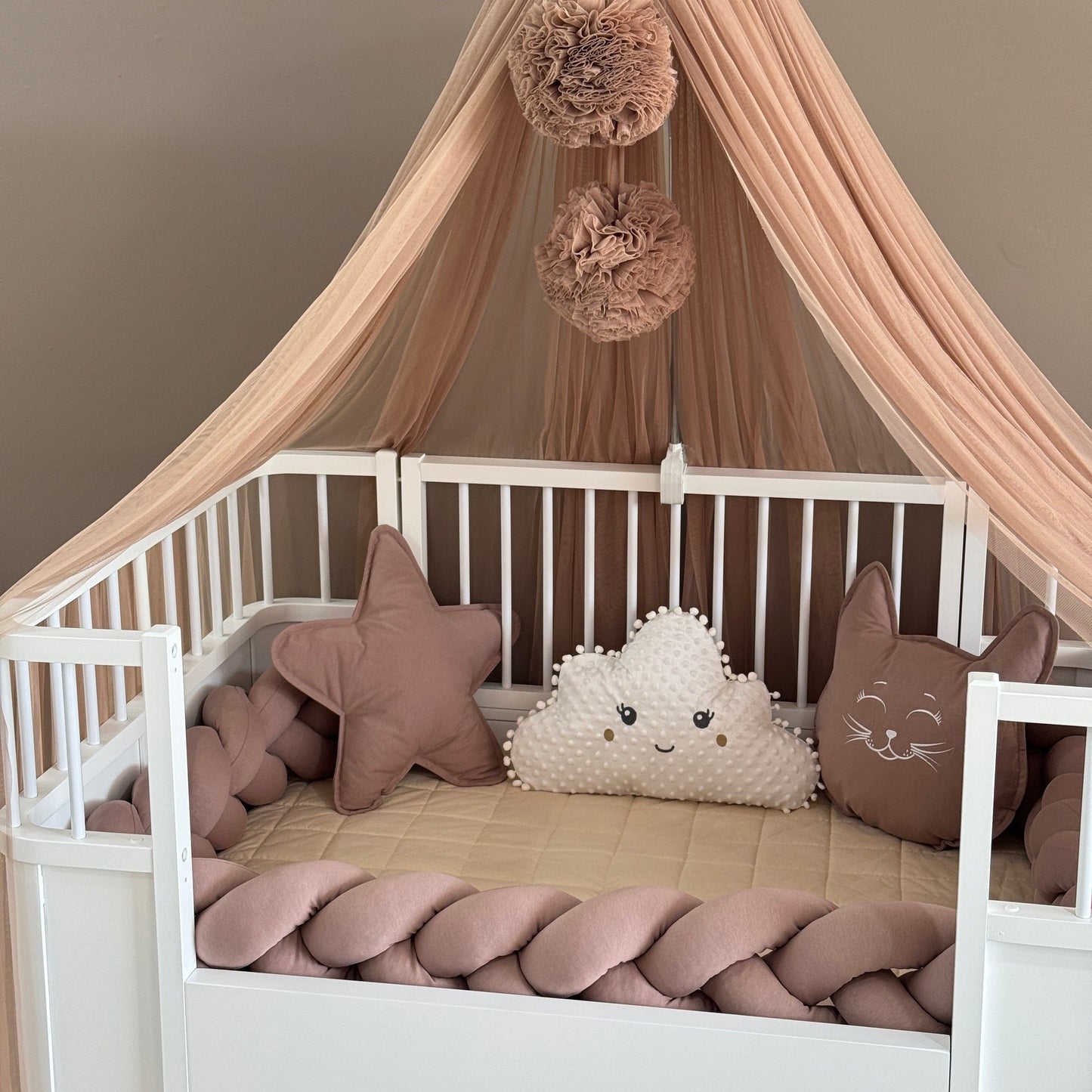 Personalized Crib Bumper Set - Kahverengi