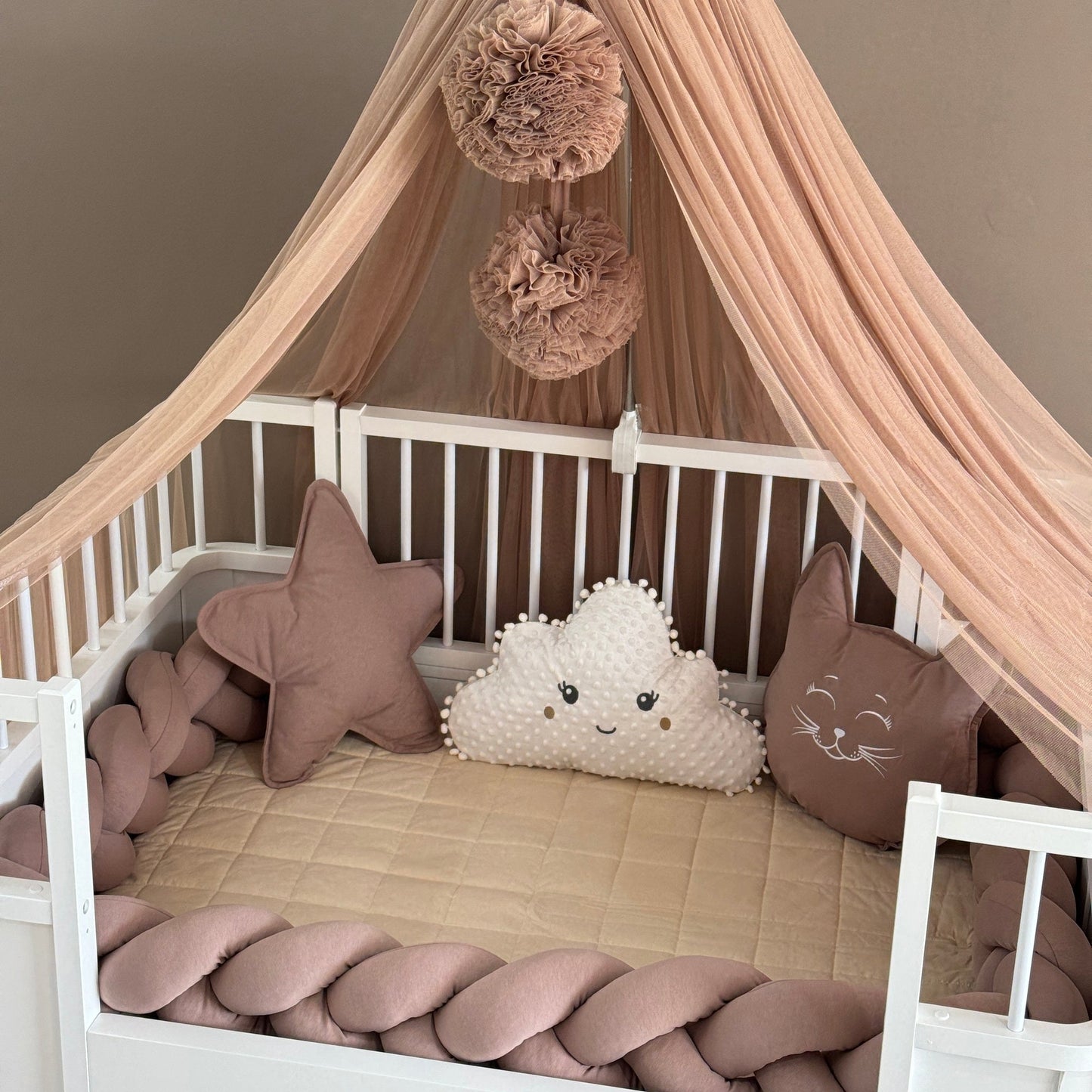 Personalized Crib Bumper Set - Kahverengi