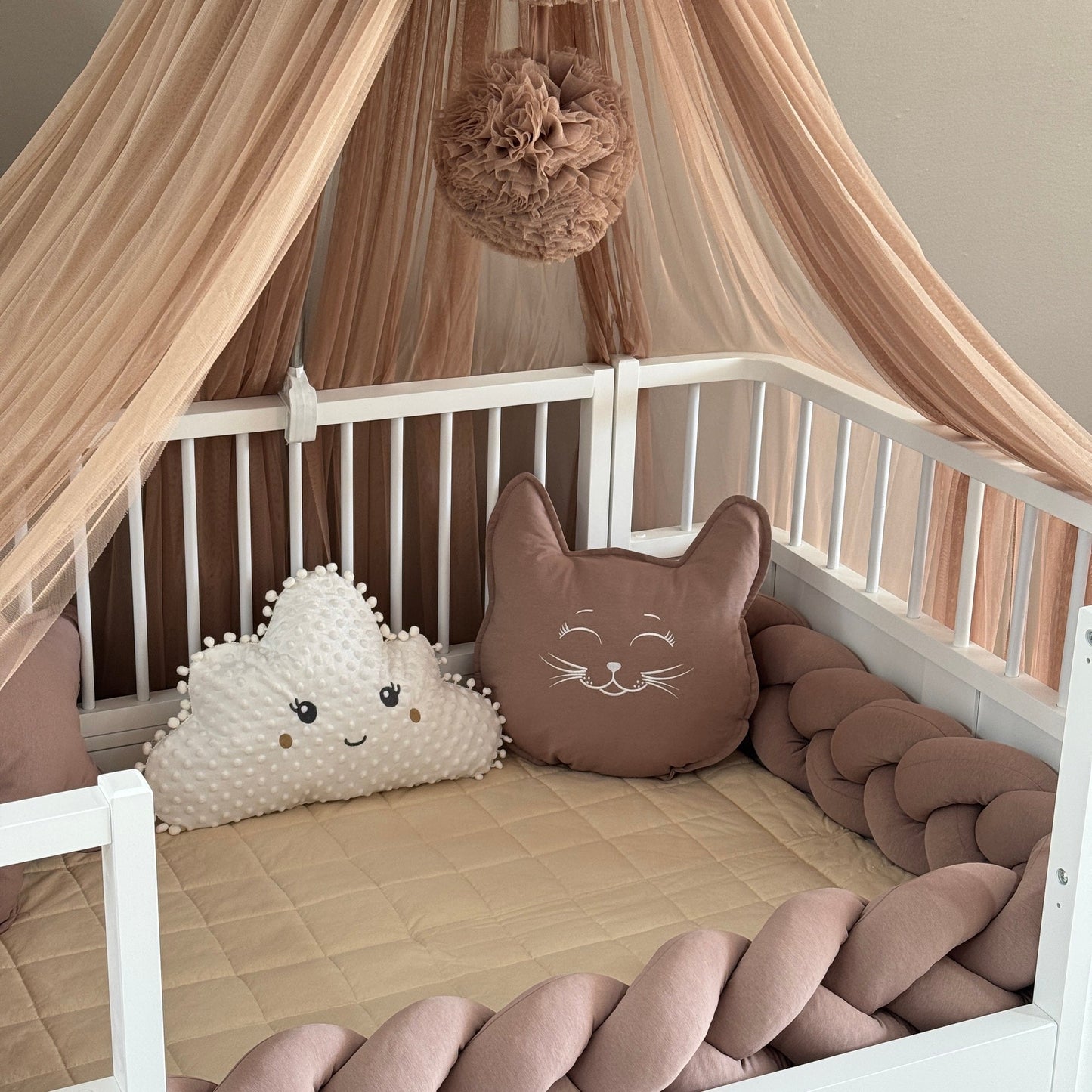 Personalized Crib Bumper Set - Kahverengi