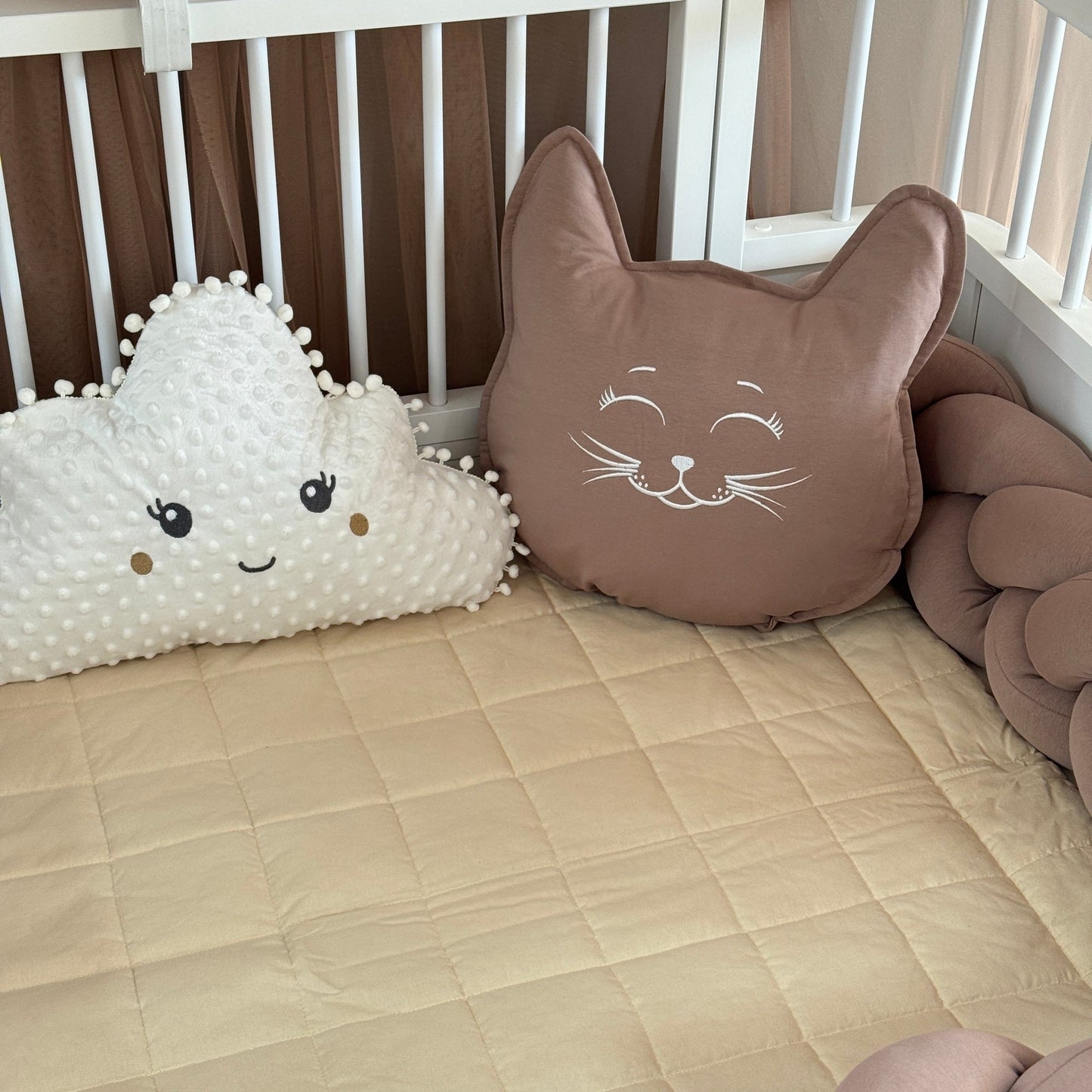 Personalized Crib Bumper Set - Kahverengi