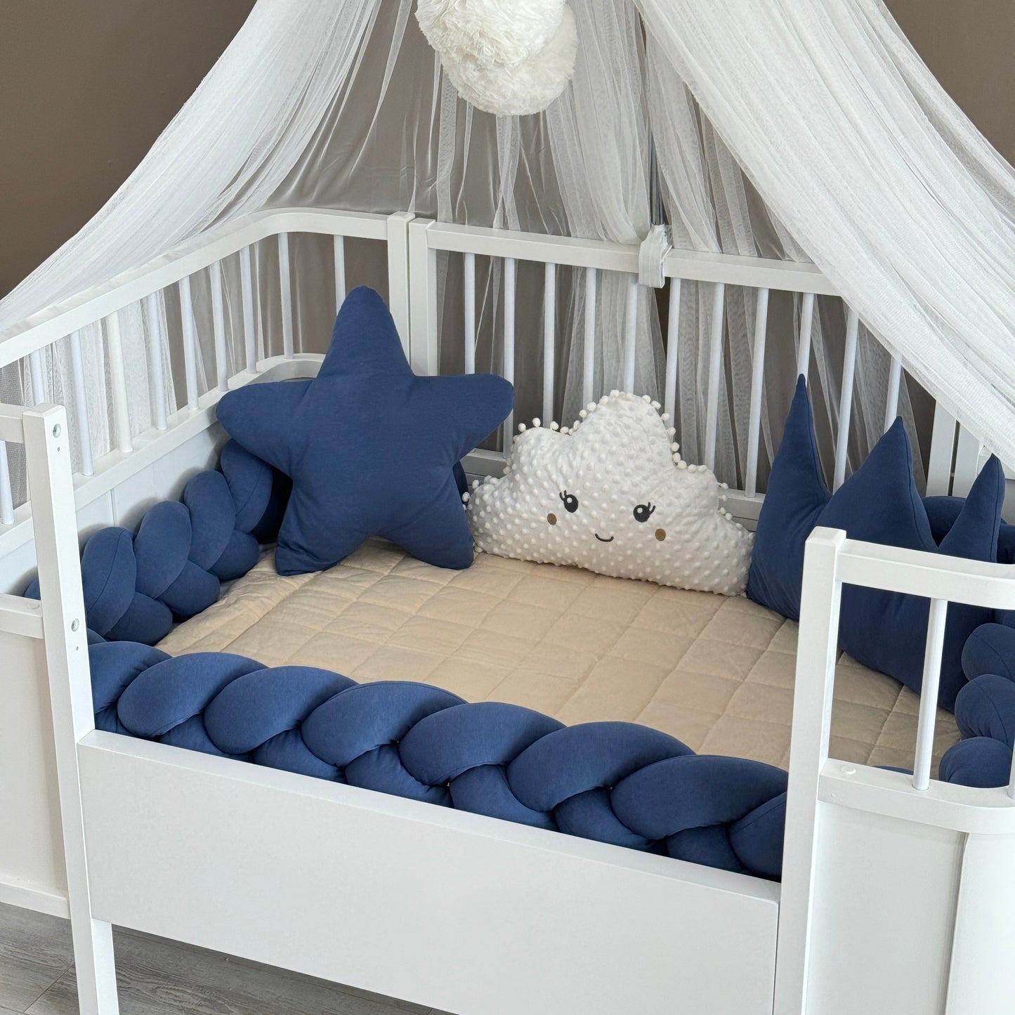 Personalized Crib Bumper Set - Beyaz - İndigo