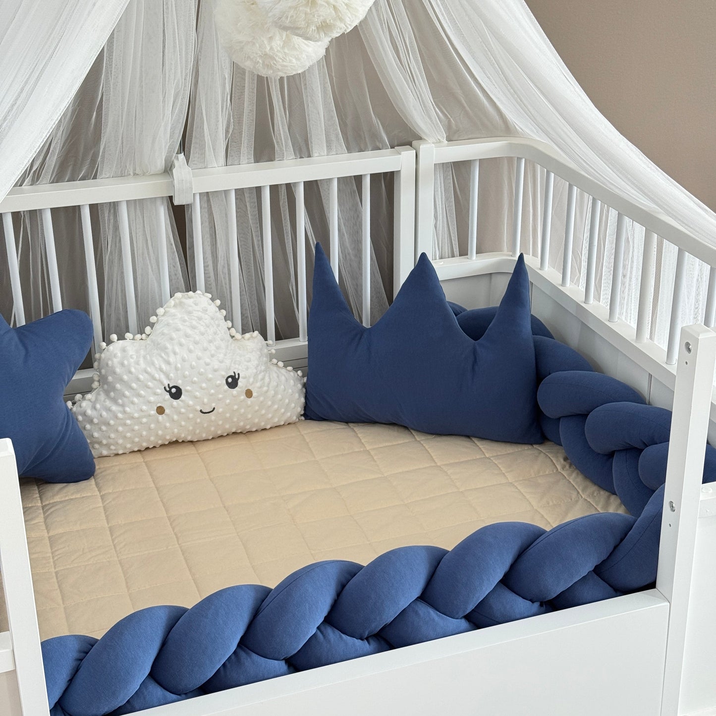 Personalized Crib Bumper Set - Beyaz - İndigo
