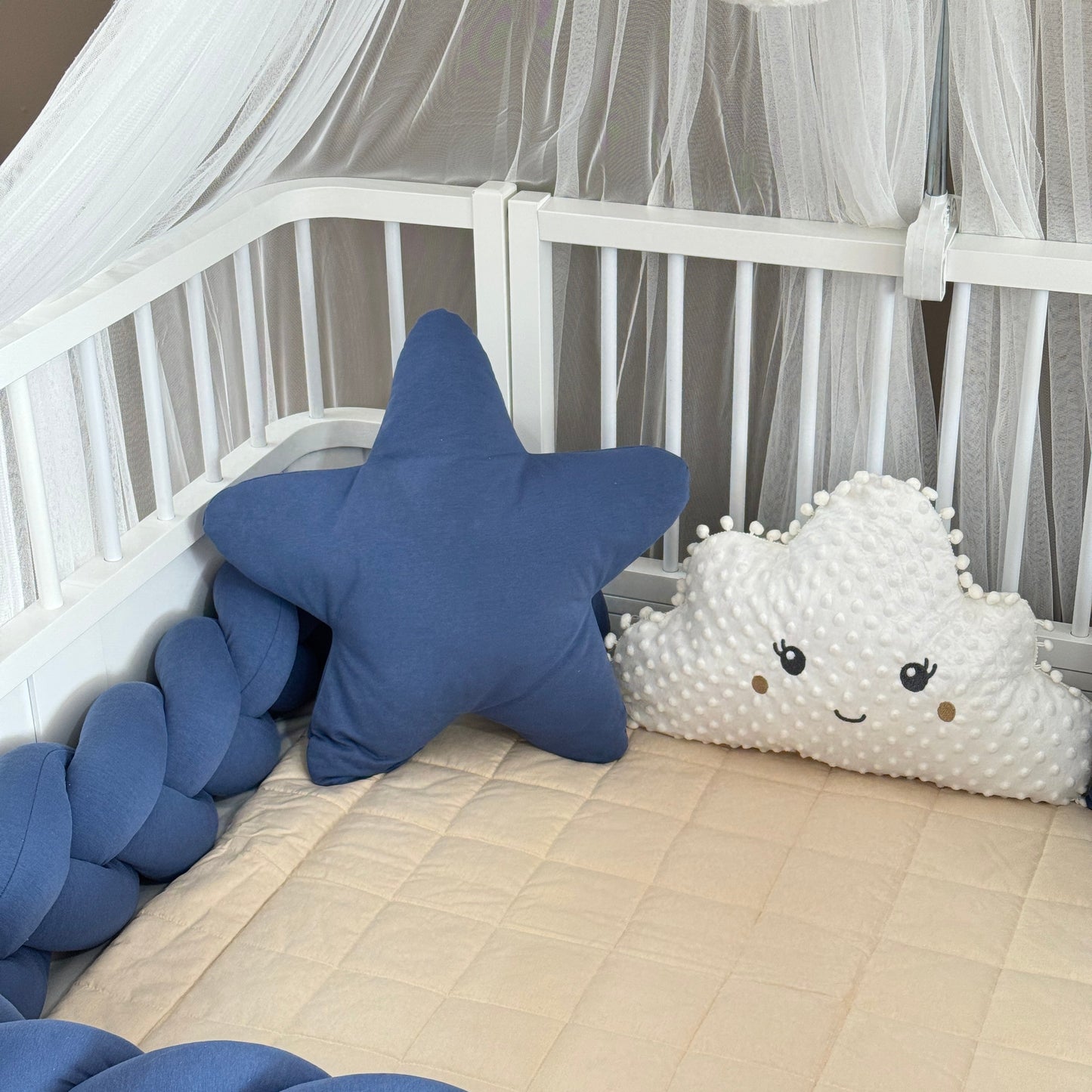 Personalized Crib Bumper Set - Beyaz - İndigo