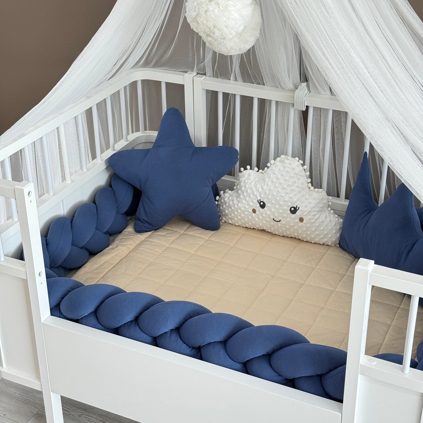Personalized Crib Bumper Set - Beyaz - İndigo