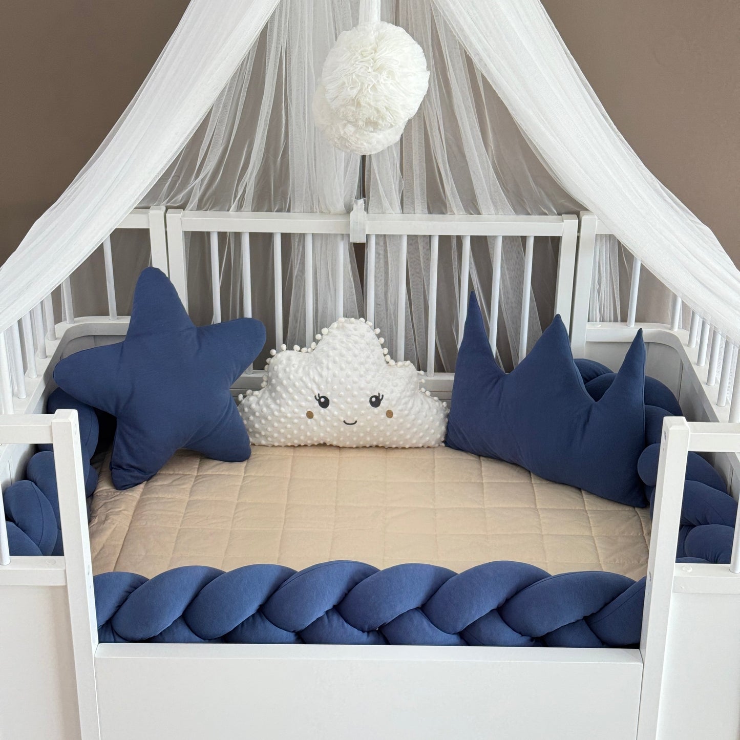 Personalized Crib Bumper Set - Beyaz - İndigo