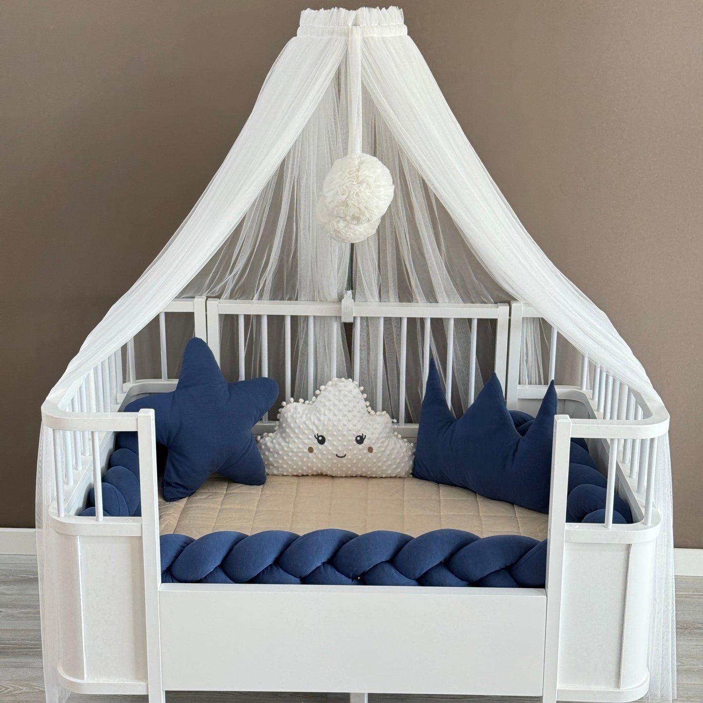 Personalized Crib Bumper Set - Beyaz - İndigo