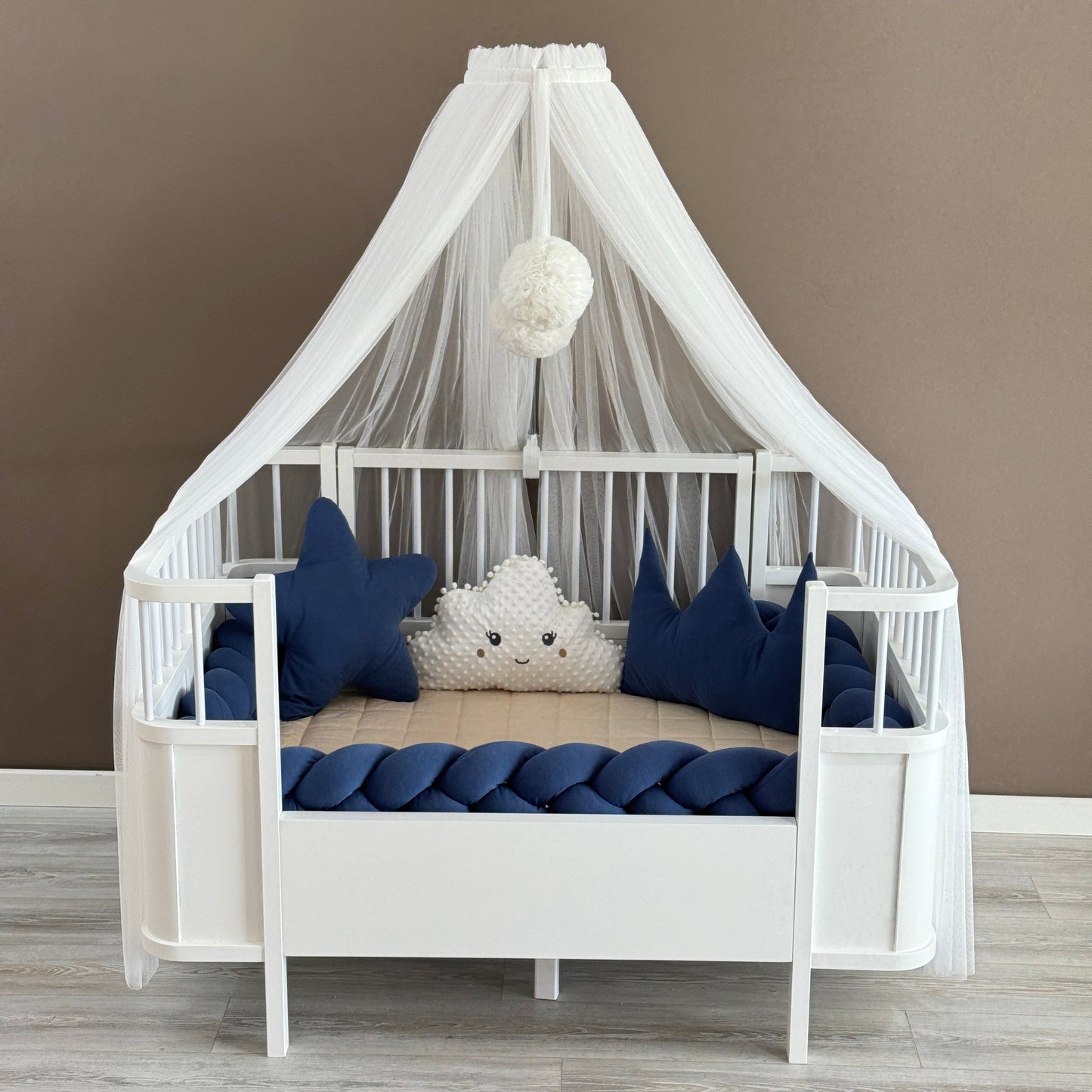Personalized Crib Bumper Set - Beyaz - İndigo