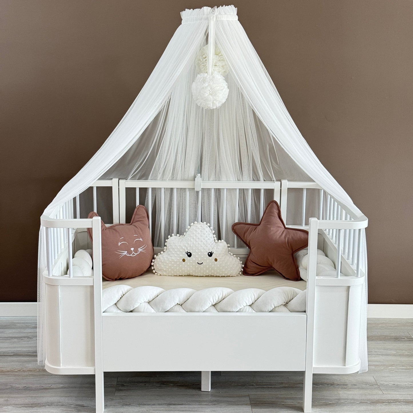 Personalized Crib Bumper Set - Beyaz - Kahverengi
