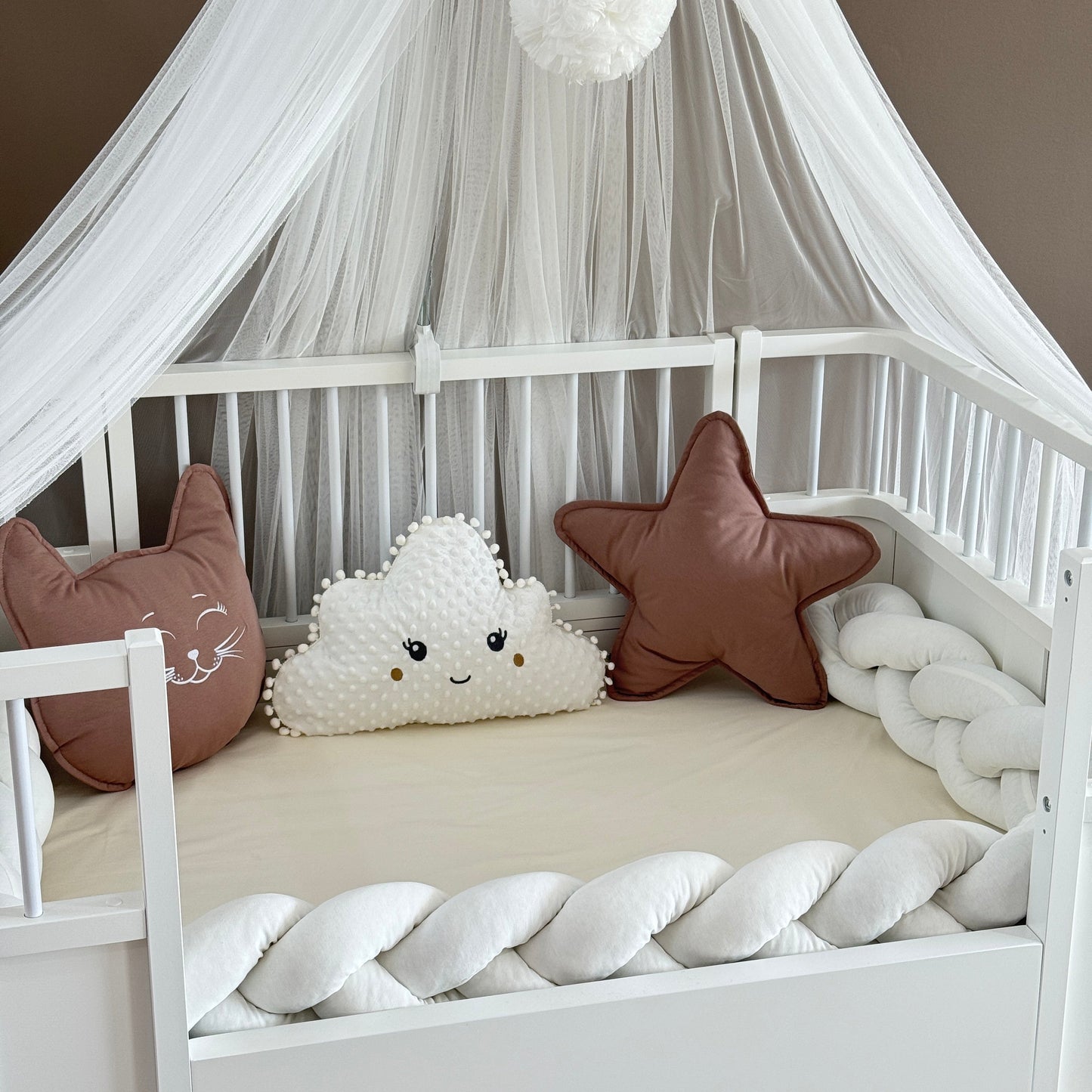 Personalized Crib Bumper Set - Beyaz - Kahverengi