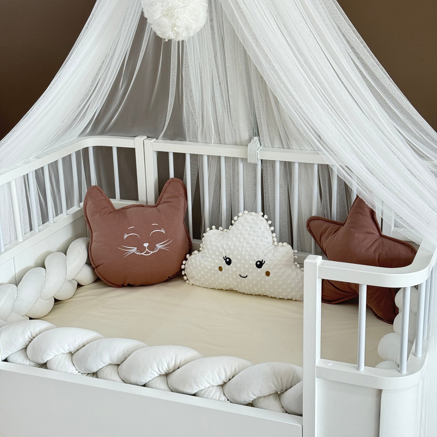Personalized Crib Bumper Set - Beyaz - Kahverengi