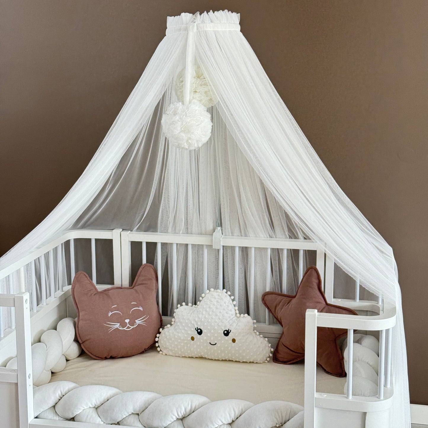 Personalized Crib Bumper Set - Beyaz - Kahverengi