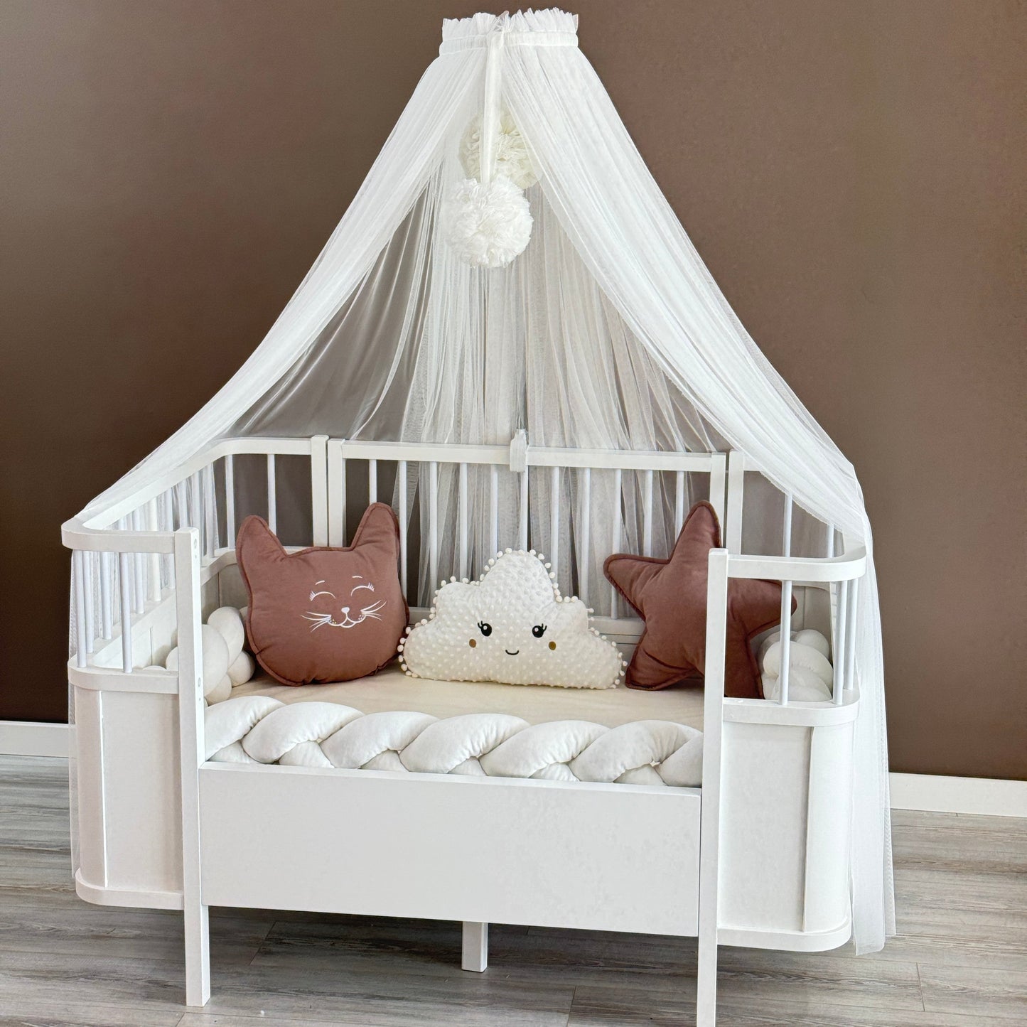 Personalized Crib Bumper Set - Beyaz - Kahverengi