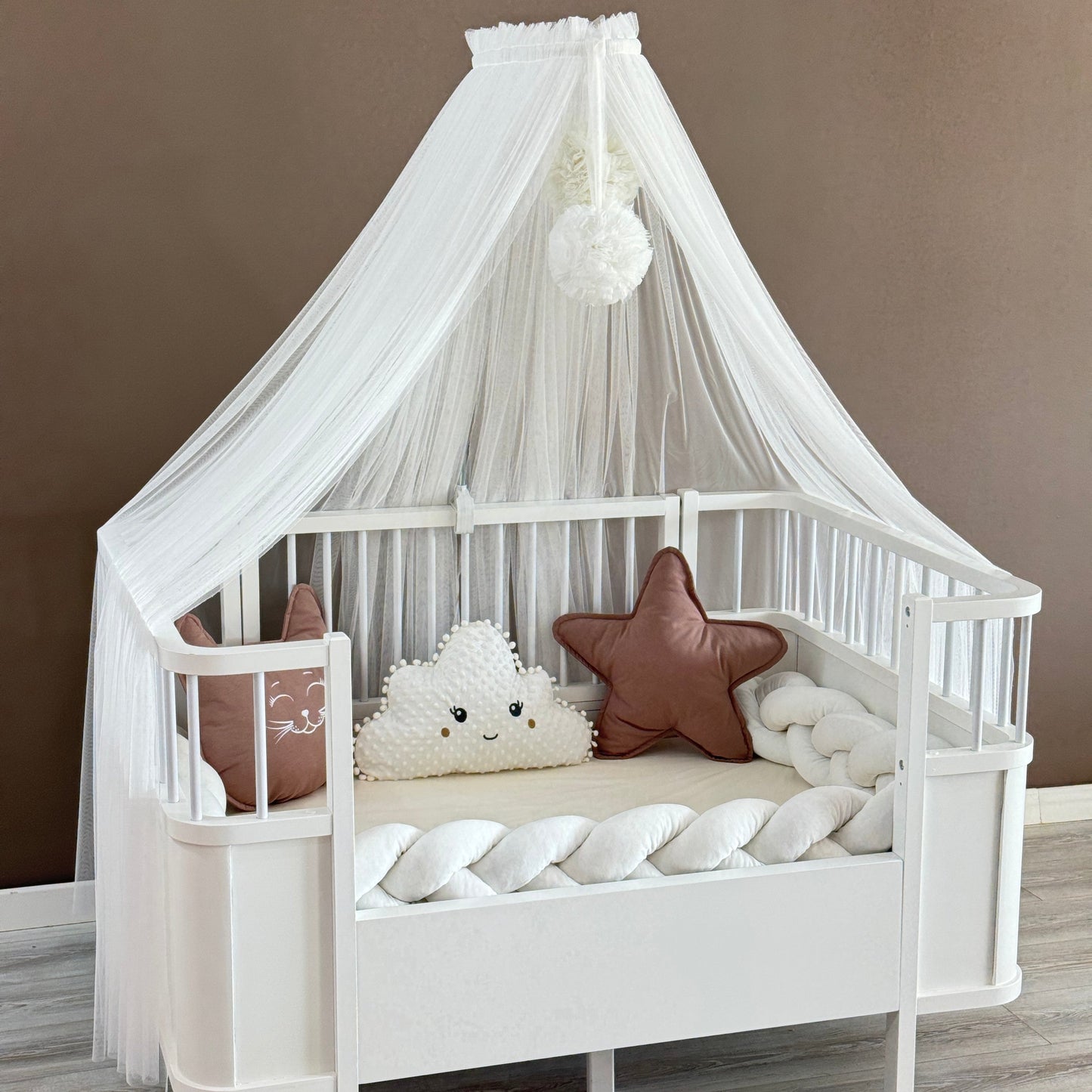 Personalized Crib Bumper Set - Beyaz - Kahverengi