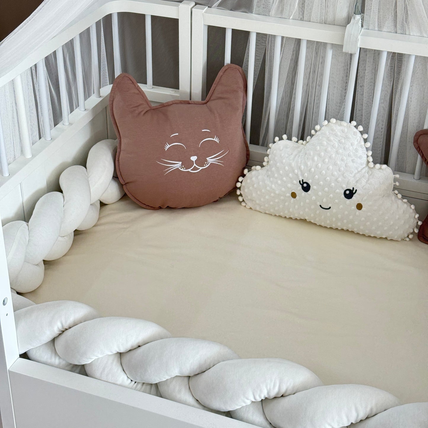 Personalized Crib Bumper Set - Beyaz - Kahverengi