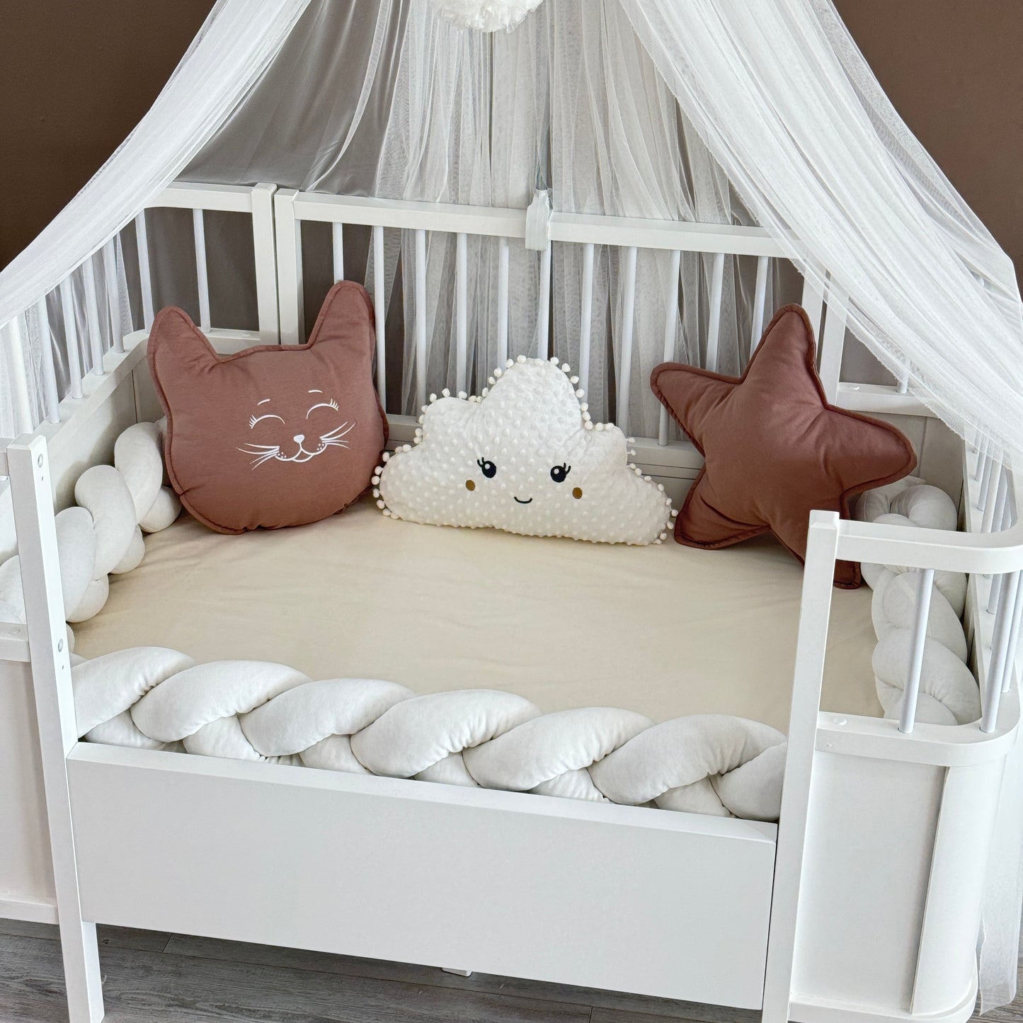 Personalized Crib Bumper Set - Beyaz - Kahverengi