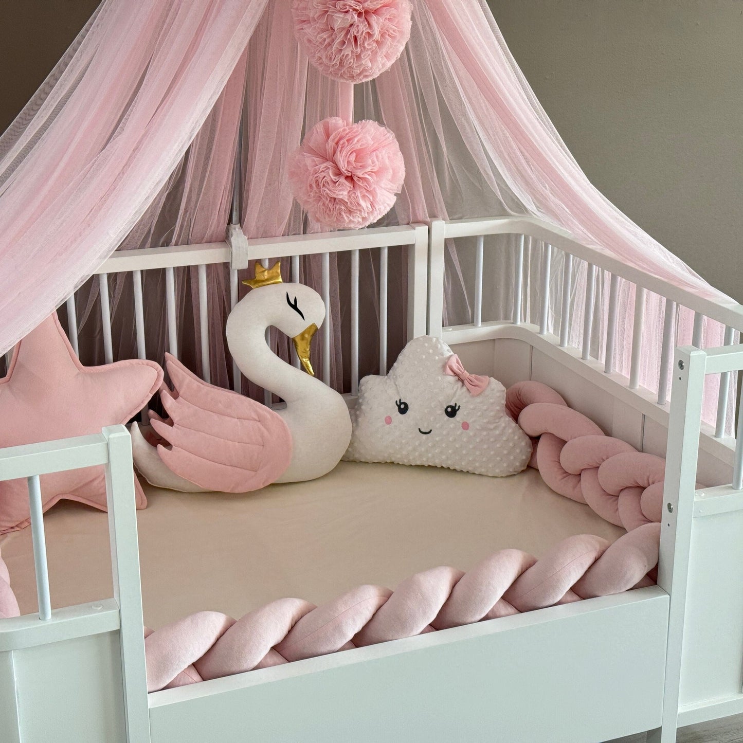Personalized Crib Bumper Set - Toz Pembe