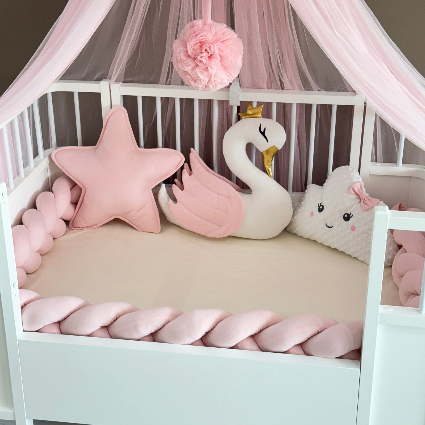 Personalized Crib Bumper Set - Toz Pembe