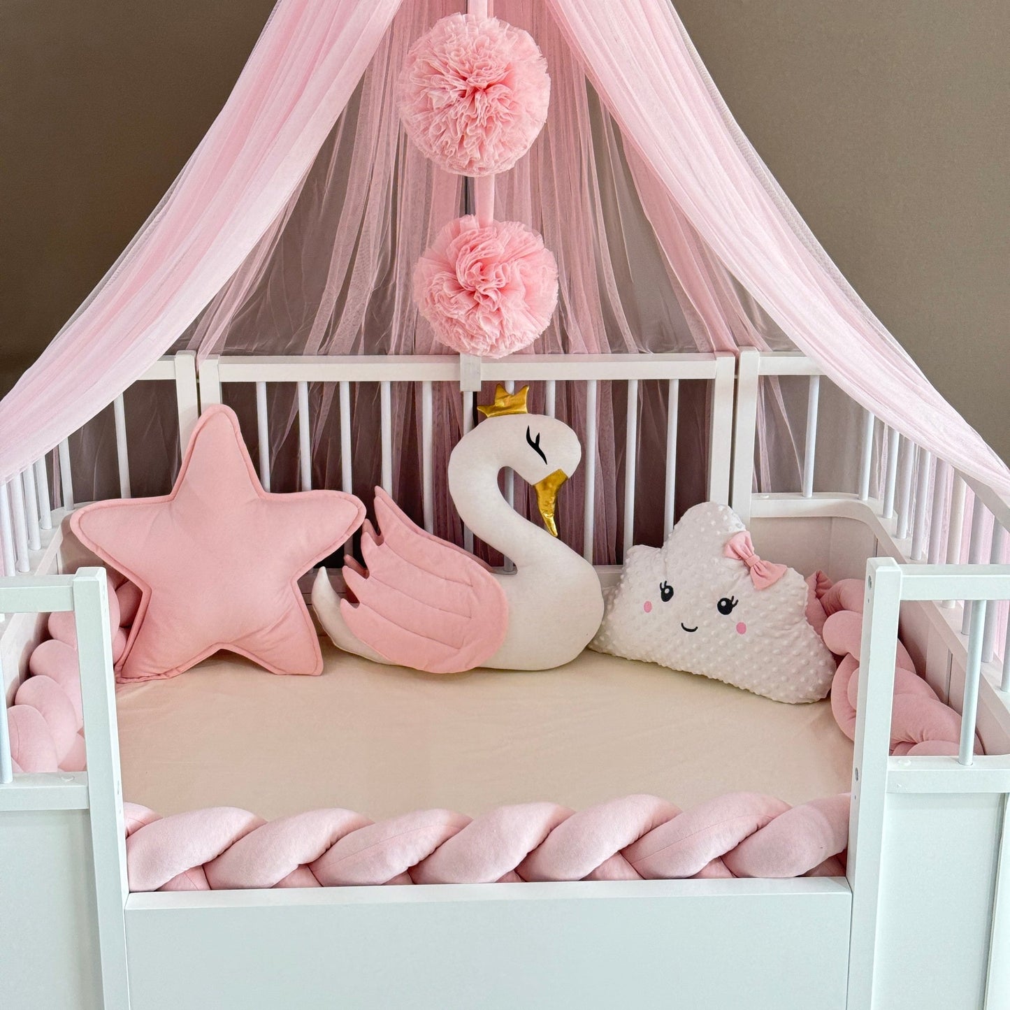 Personalized Crib Bumper Set - Toz Pembe