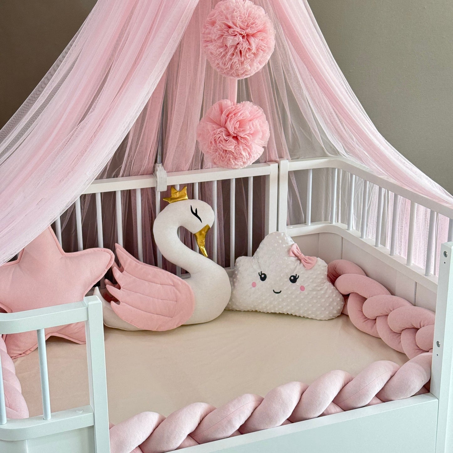 Personalized Crib Bumper Set - Toz Pembe