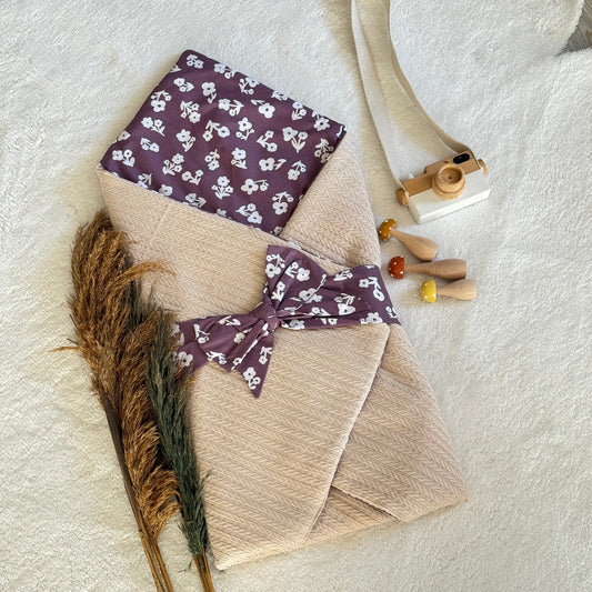 Kundak Battaniye - Mor Çiçek Desenli