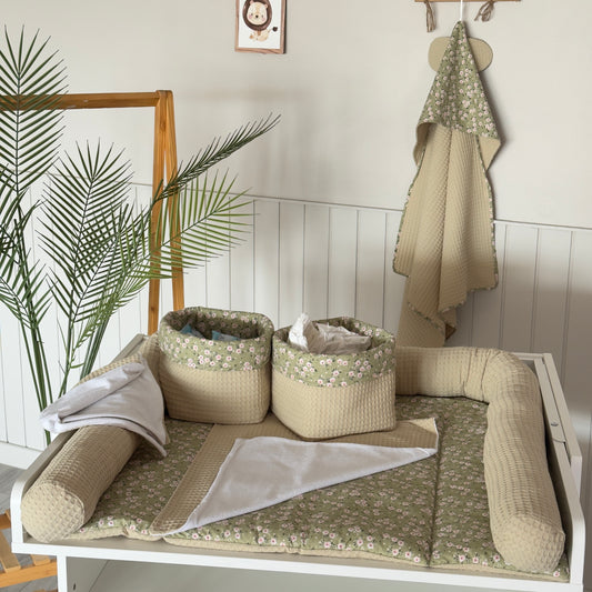 Alt Açma Setleri Yeşil PapatyaDesenli