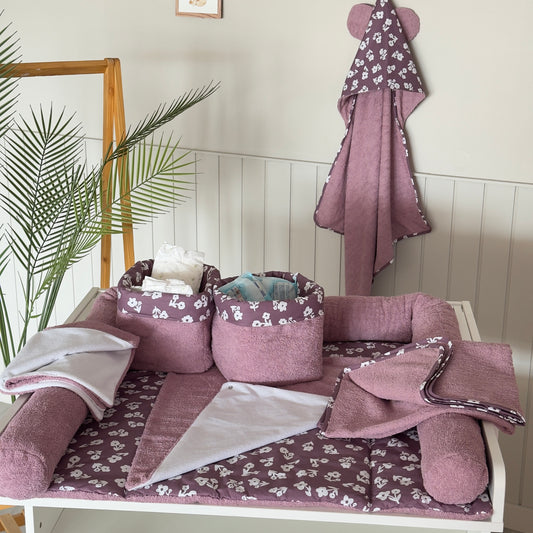 Alt Açma Setleri Mor Çiçek Desenli