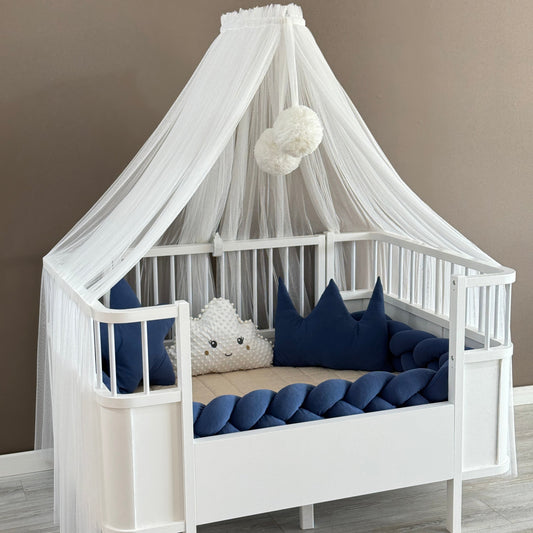 Personalized Crib Bumper Set  - Beyaz - İndigo