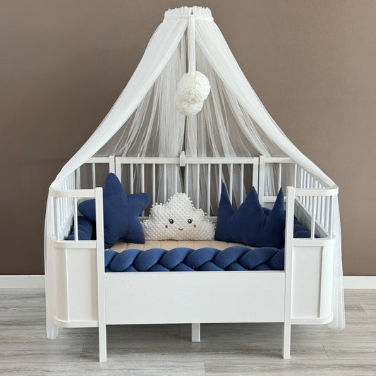 Personalized Crib Bumper Set  - Beyaz - İndigo