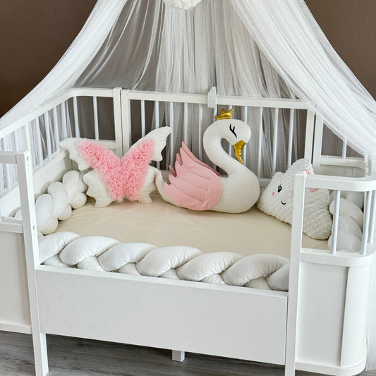 Personalized Crib Bumper Set  - Beyaz - Toz Pembe